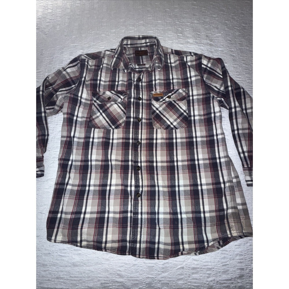 Five‎ Brother Flannel Shirt Men XL Plaid Heavy Cotton Long Sleeve Workwear